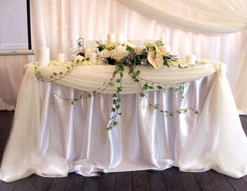 Юбка на свадебный стол молодоженов из фатина своими руками